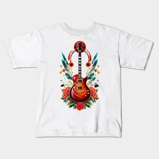 Electric guitar tattoo style 4 Kids T-Shirt